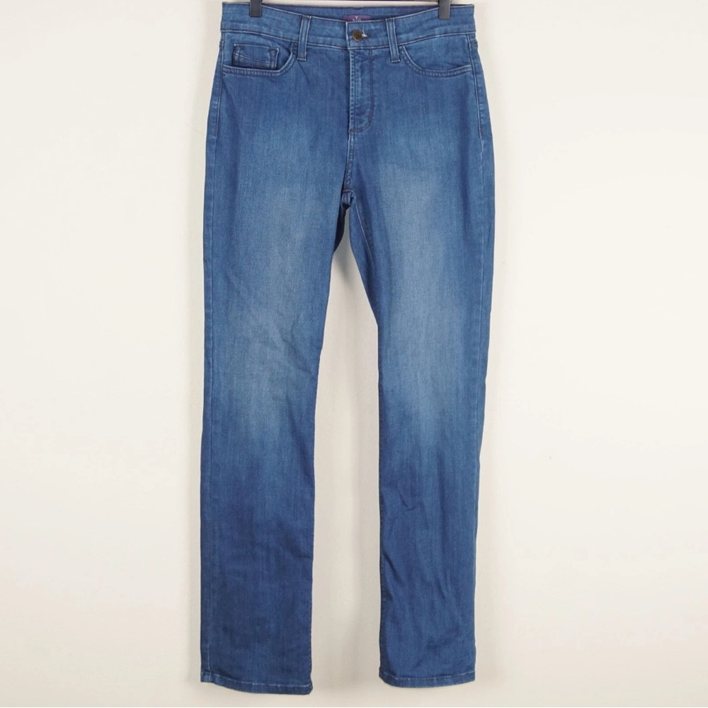 NYDJ Lift Tuck Blue Stretch Marilyn Straight Blue Jeans Womens Sz 8